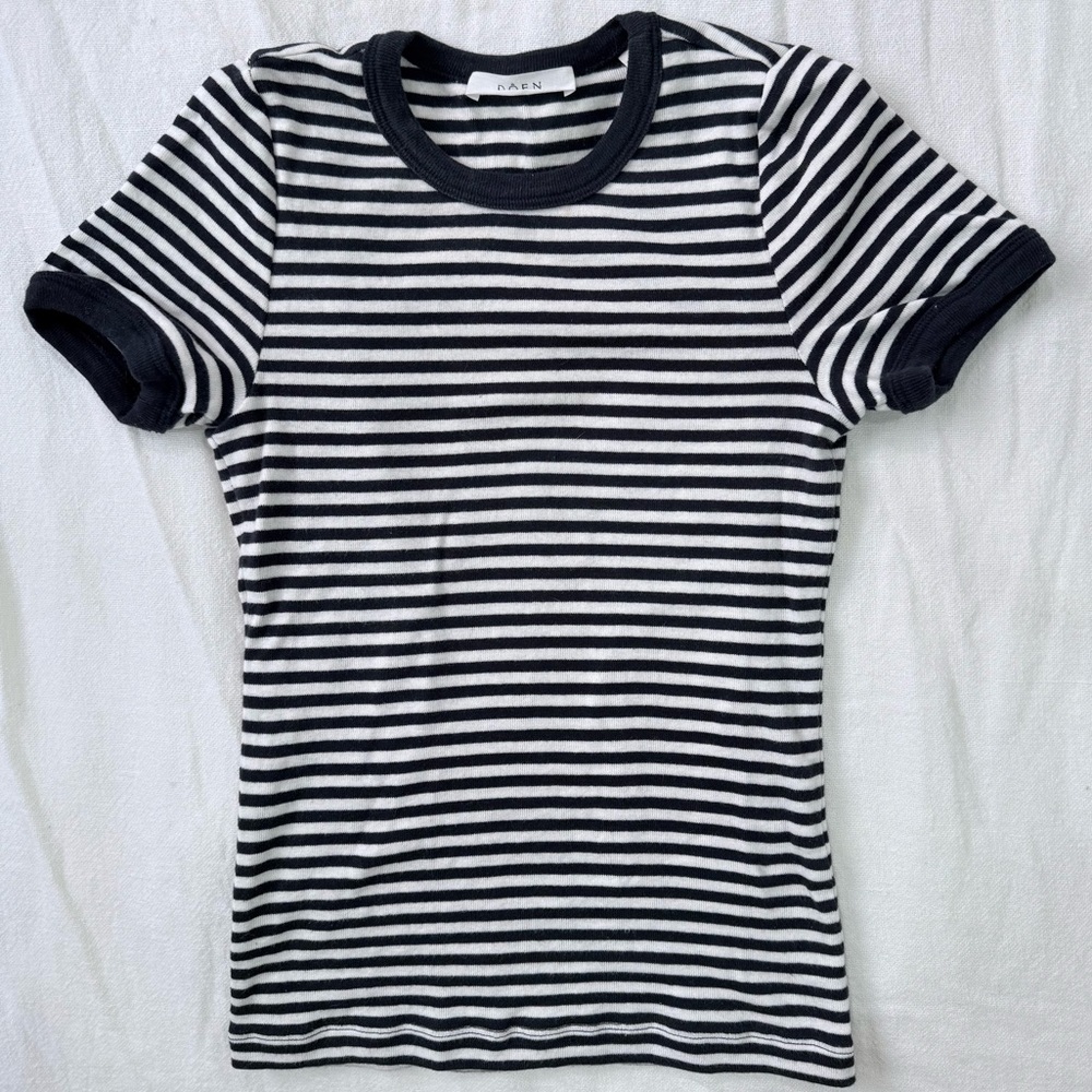 Doen Vivi Tee in Navy Nantucket Stripe EUC